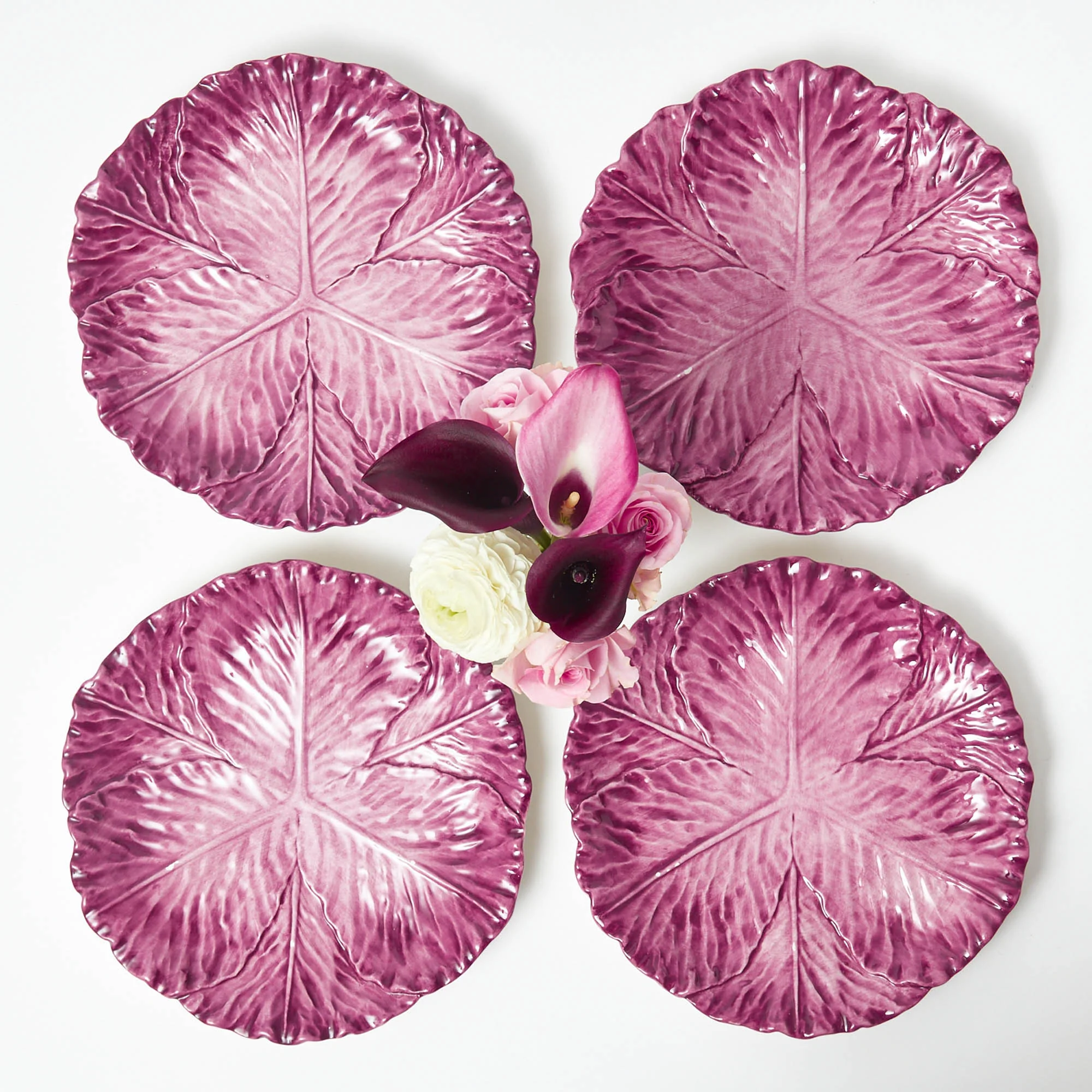 Serena Aubergine Cabbage Dinner Plates (Set of 4) - Image 14