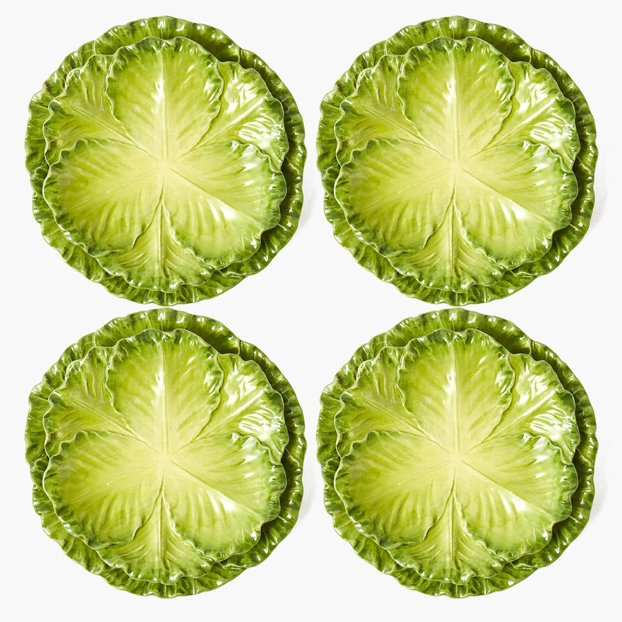 Serena Green Cabbage Dinner & Starter Plates (Set of 8) - Image 13