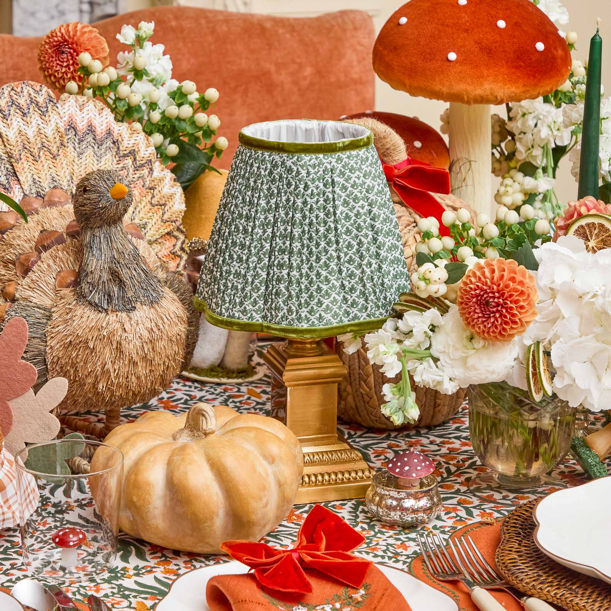 Olive Green Lotus Lampshade (18cm) - Image 14