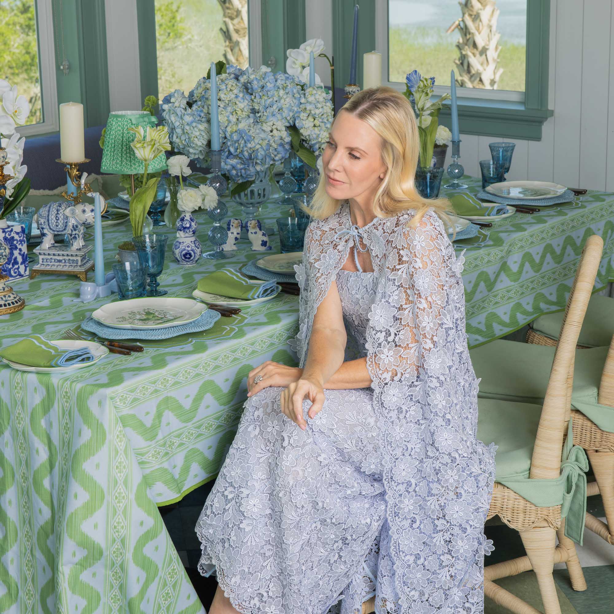 Small Adelaide Soft Blue Lattice Urn Vase - Image 6