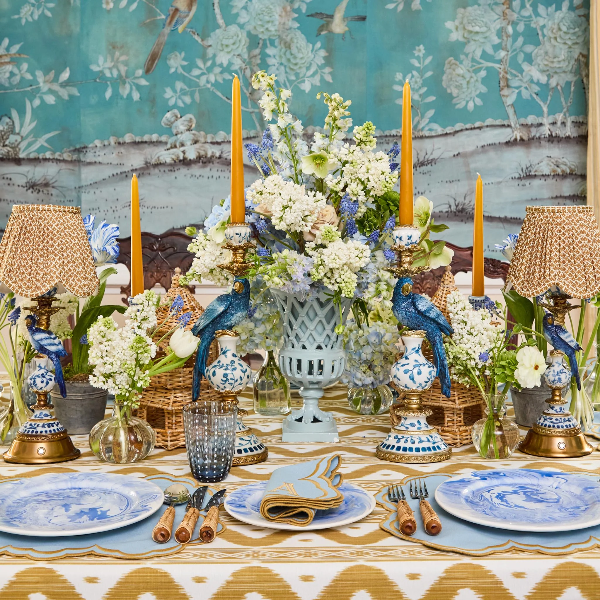 Small Adelaide Soft Blue Lattice Urn Vase - Image 12