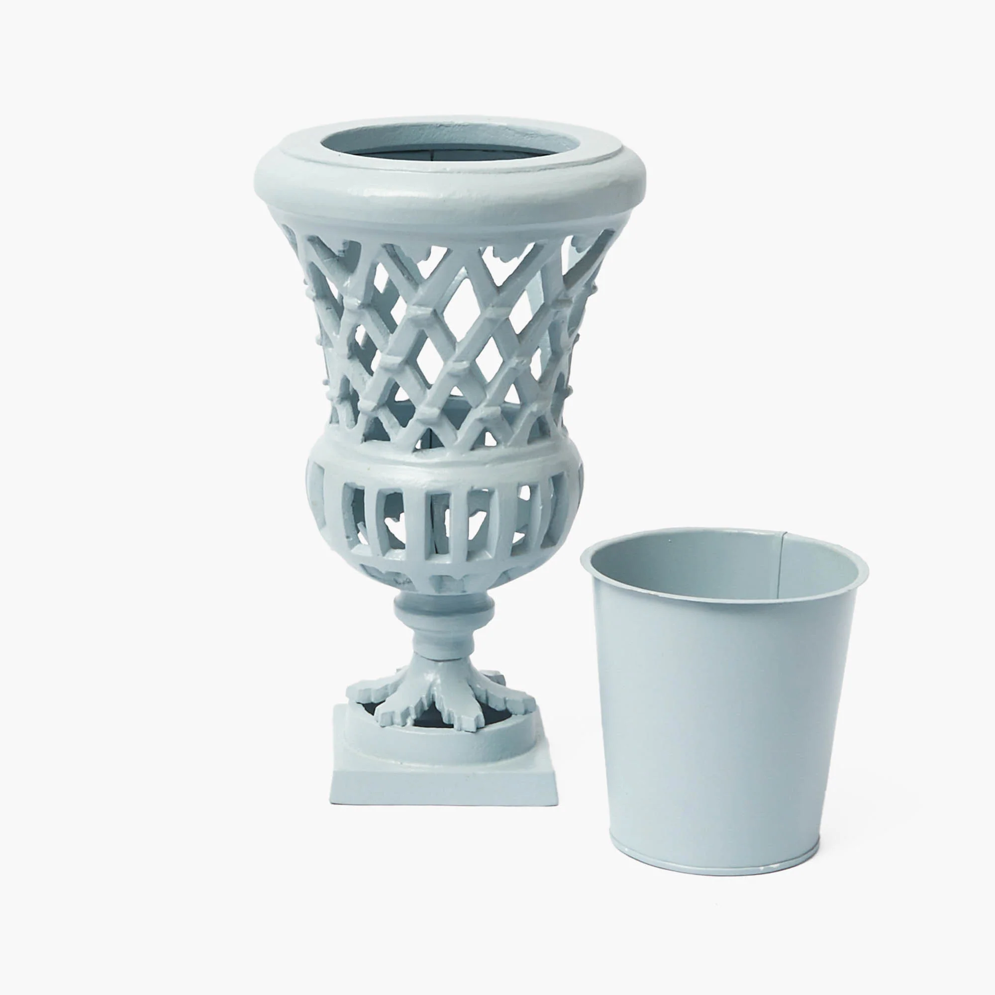 Small Adelaide Soft Blue Lattice Urn Vase - Image 8