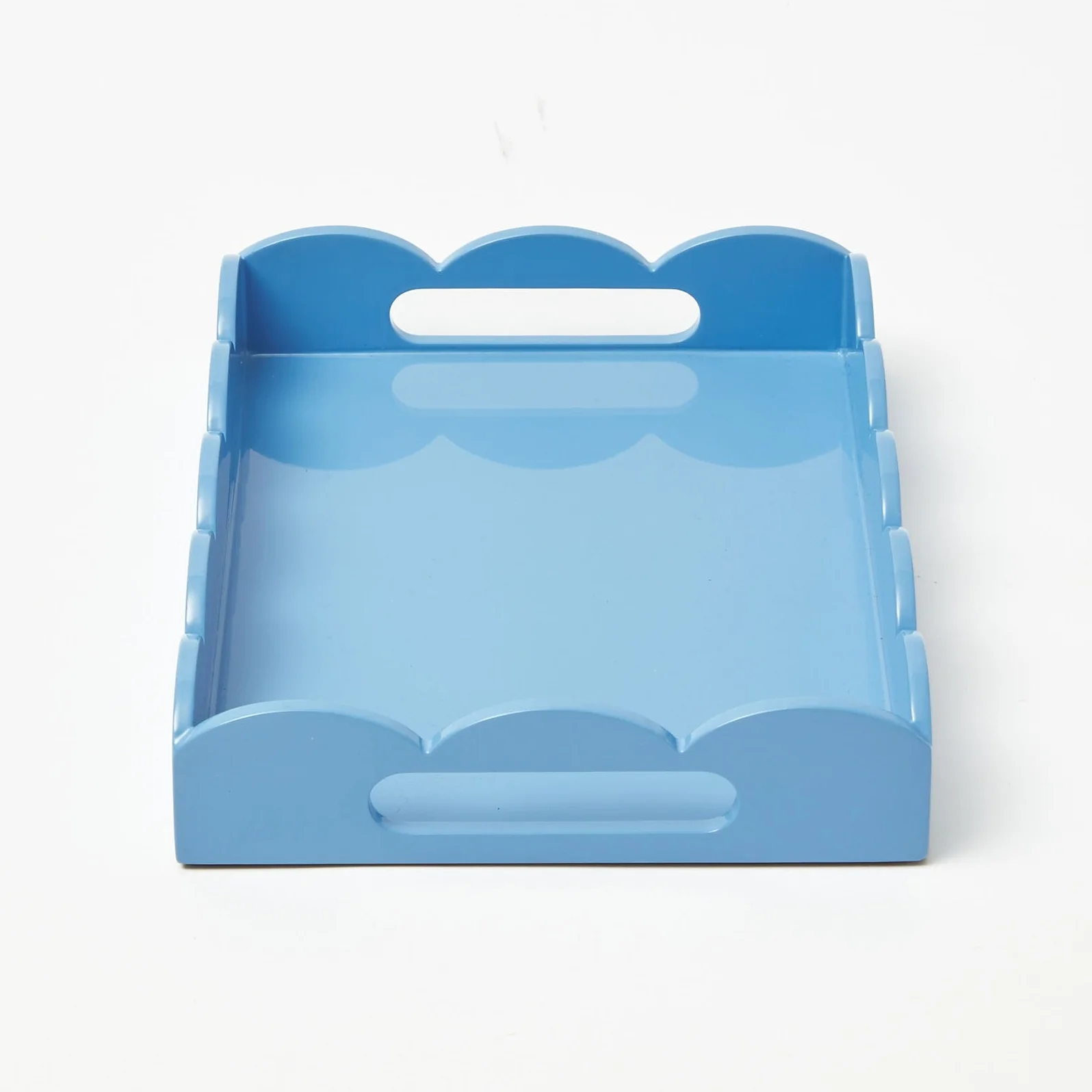 Small Blue Lacquer Scalloped Tray - Image 8