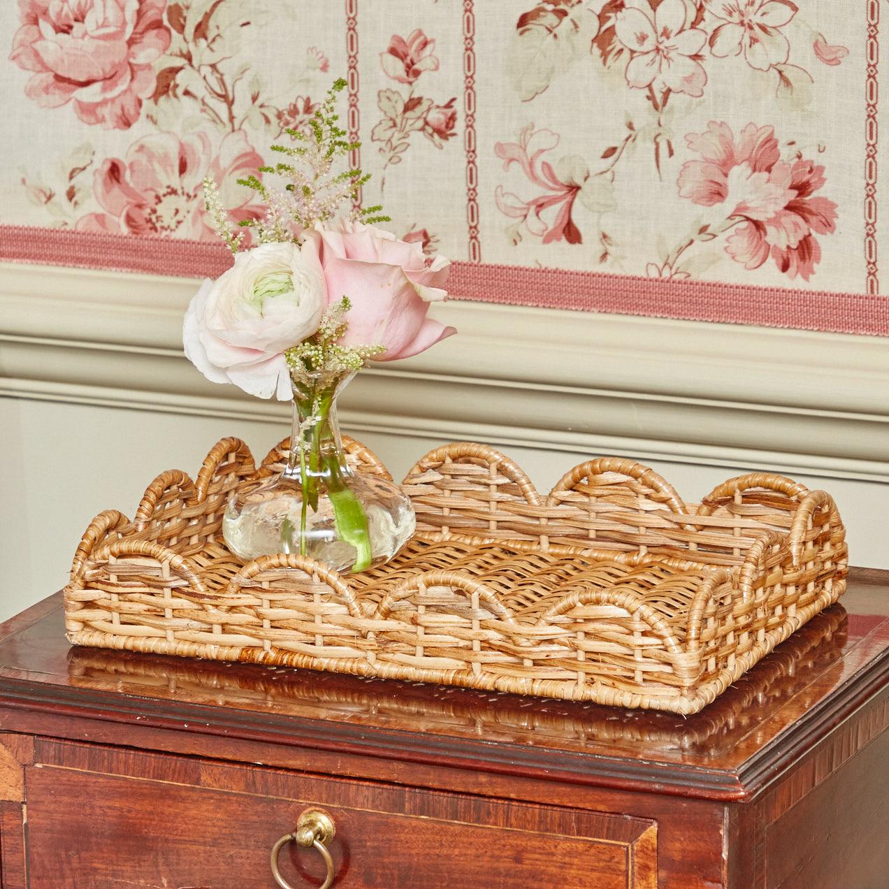 Small Scalloped Rattan Tray - Image 5