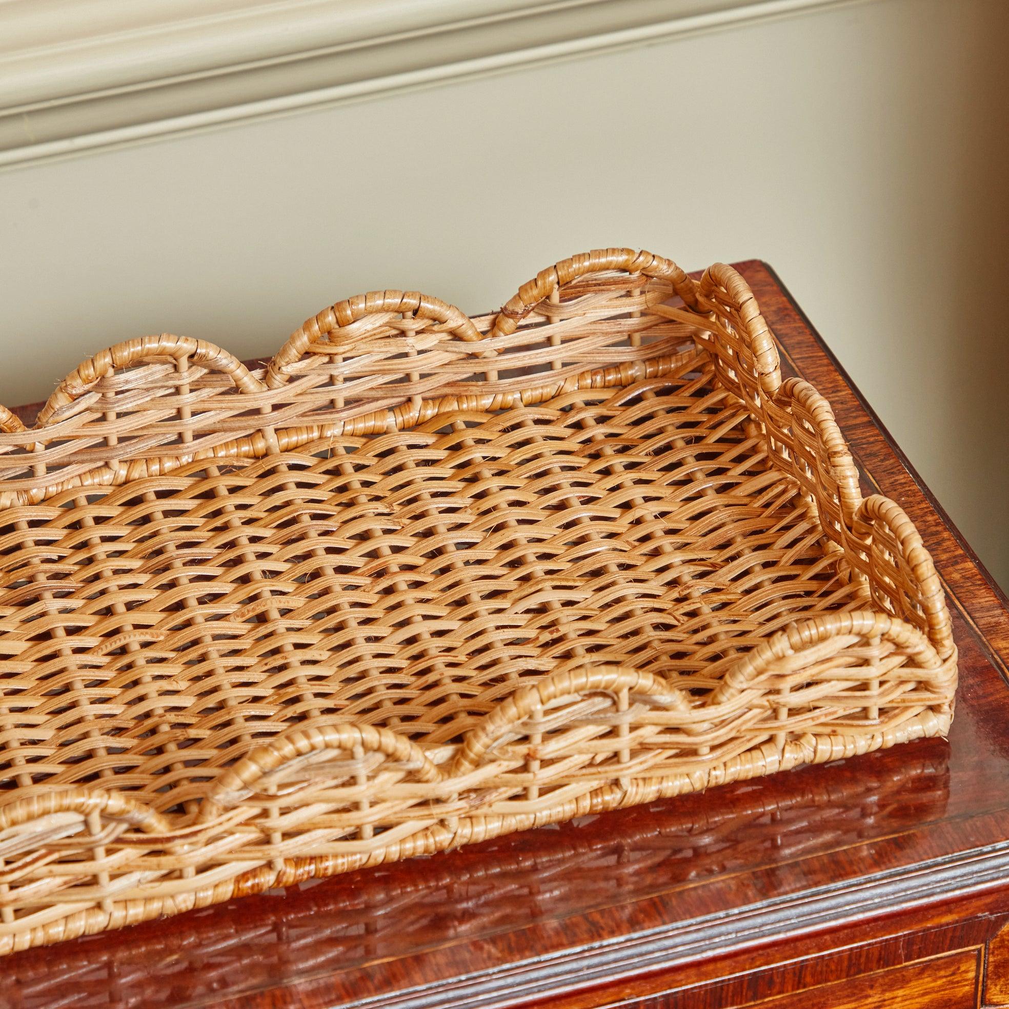 Small Scalloped Rattan Tray - Image 9