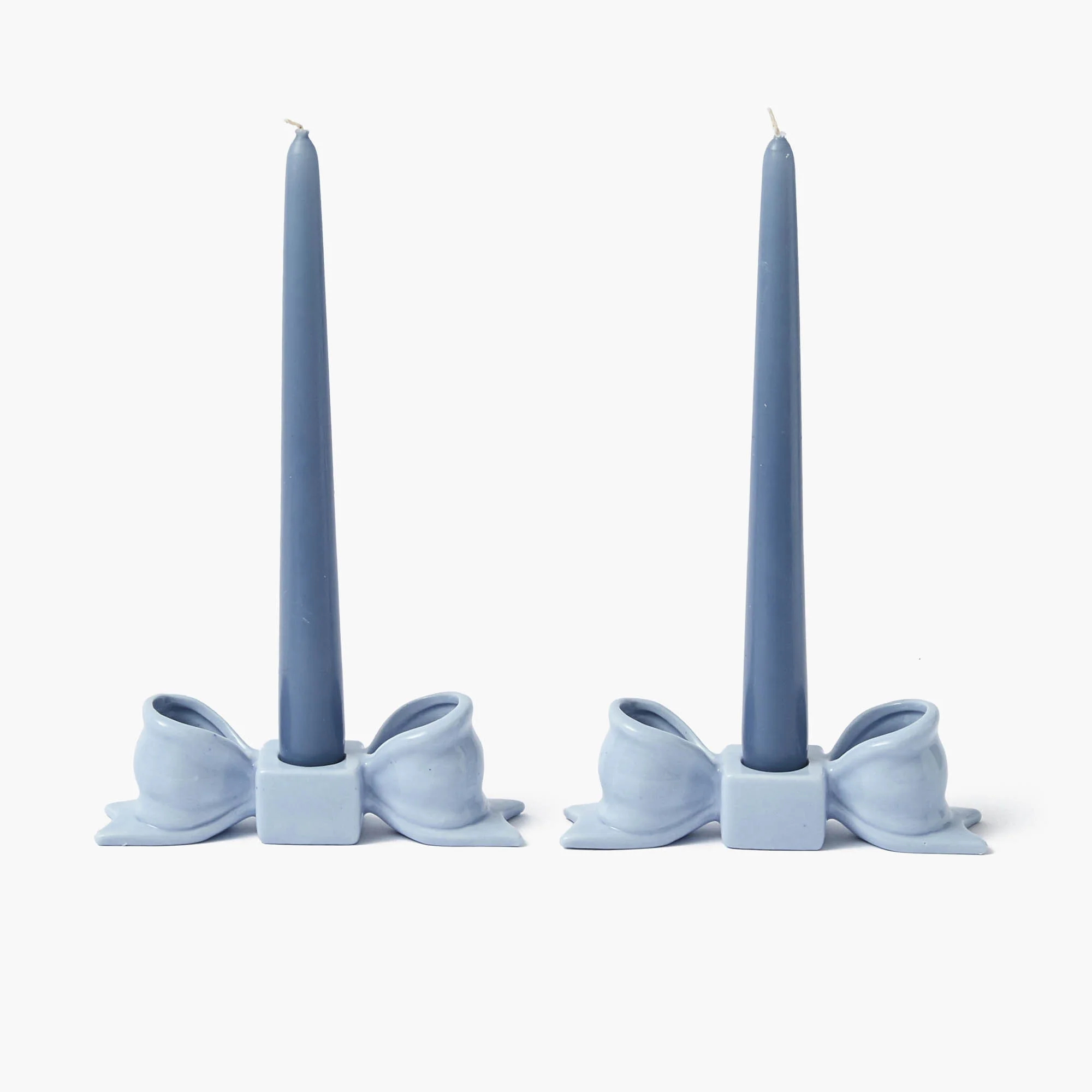 Soft Blue Ceramic Bow Candle Holder (Pair) - Image 12