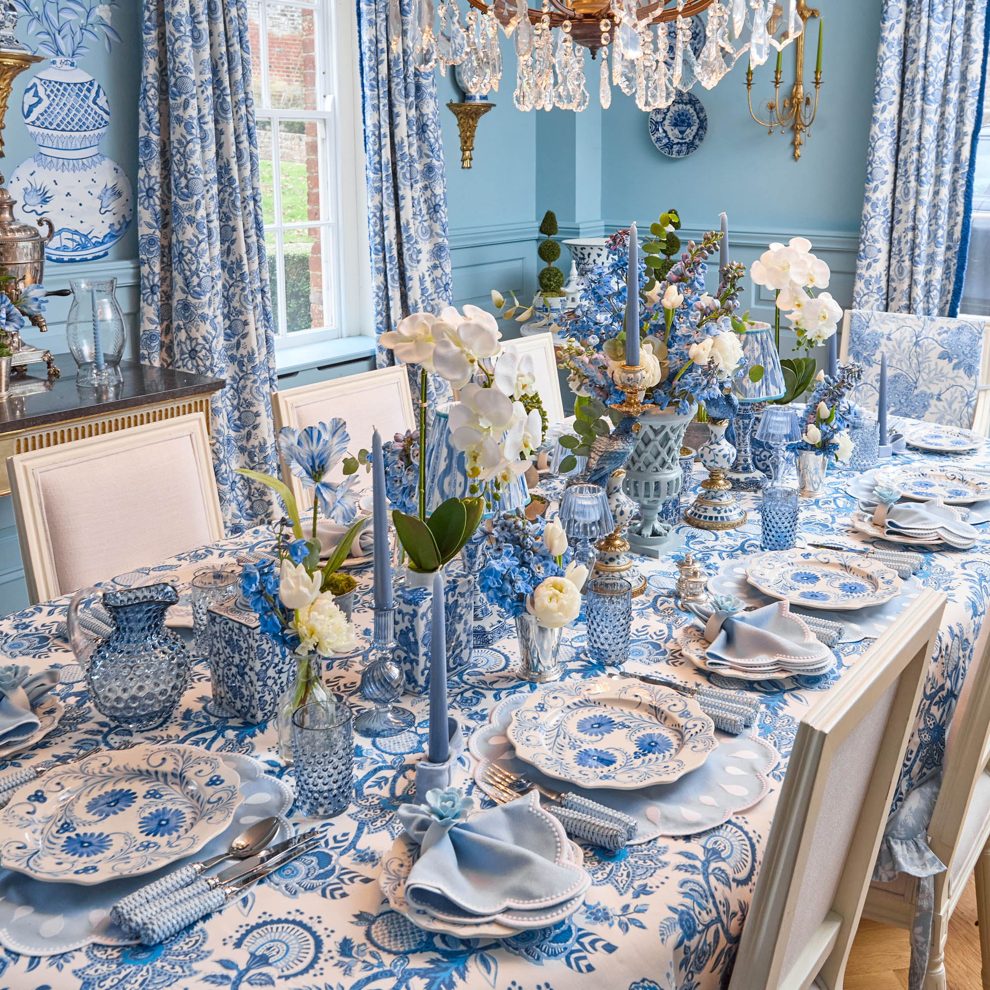 Soft Blue Ceramic Bow Candle Holder (Pair) - Image 8