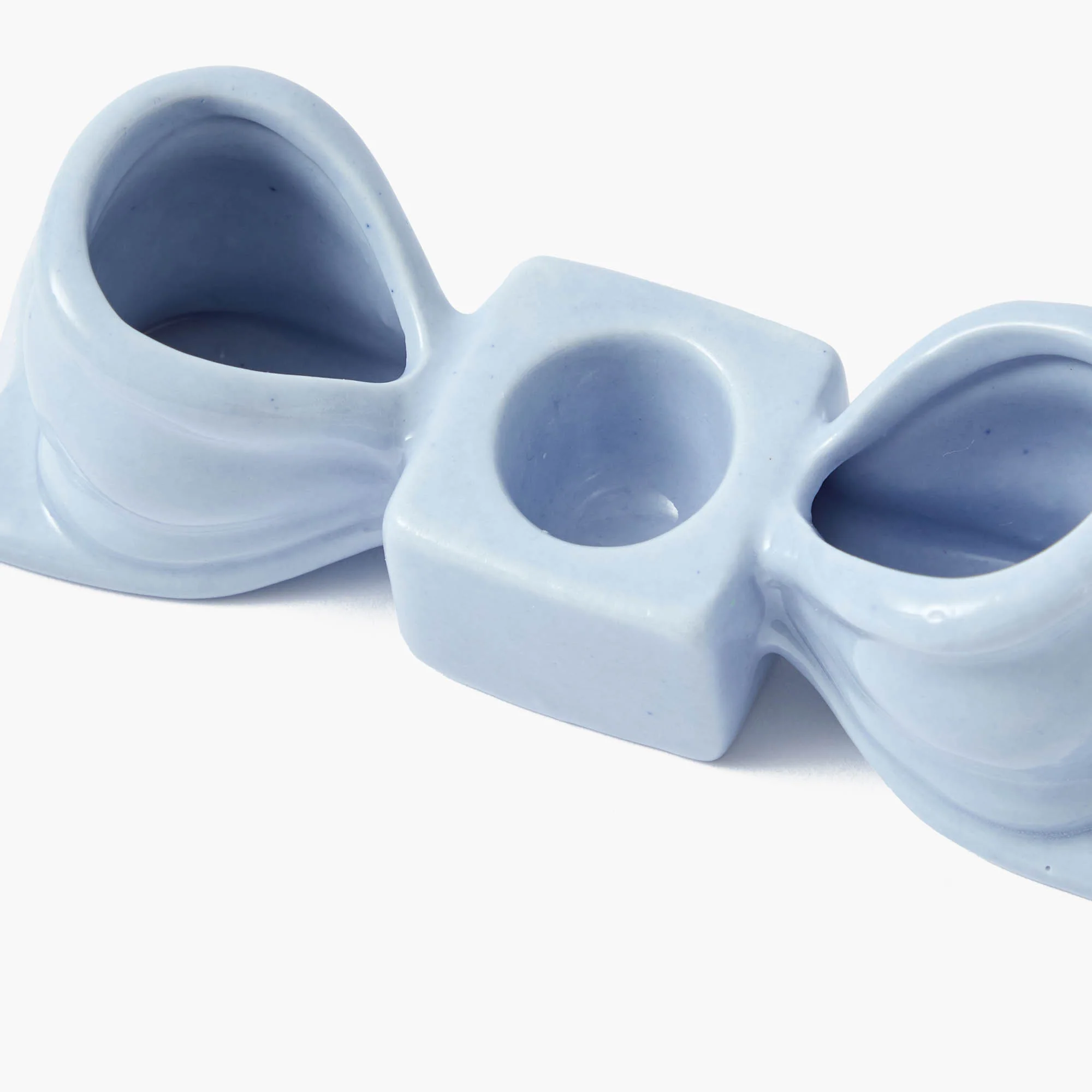 Soft Blue Ceramic Bow Candle Holder (Pair) - Image 9