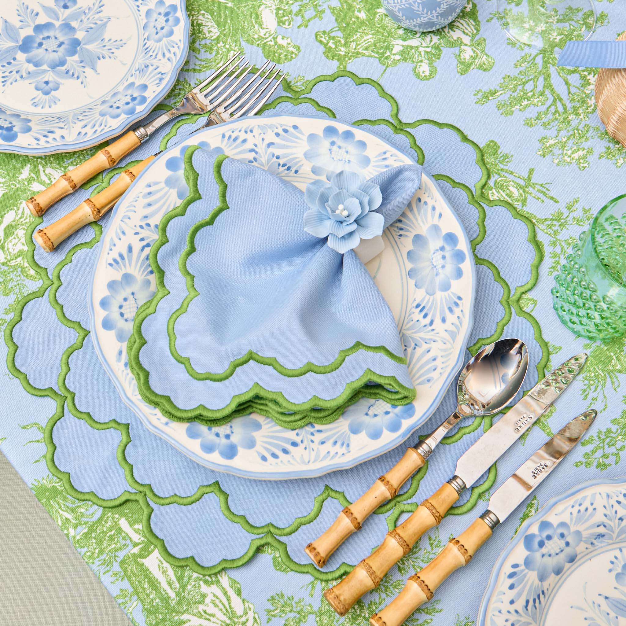 Soft Blue Fiore Napkin Rings (Set of 4) - Image 5