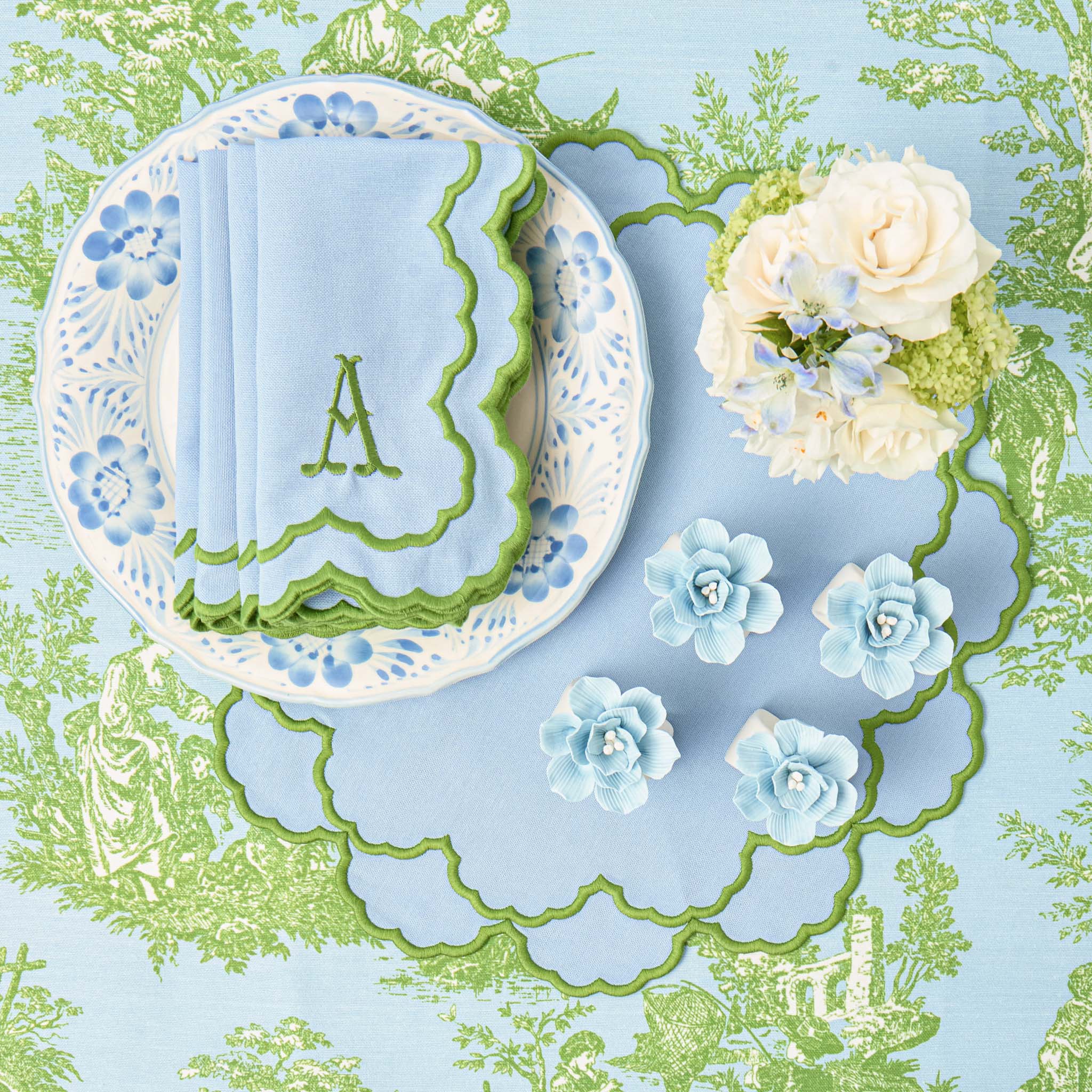 Soft Blue Fiore Napkin Rings (Set of 4) - Image 7