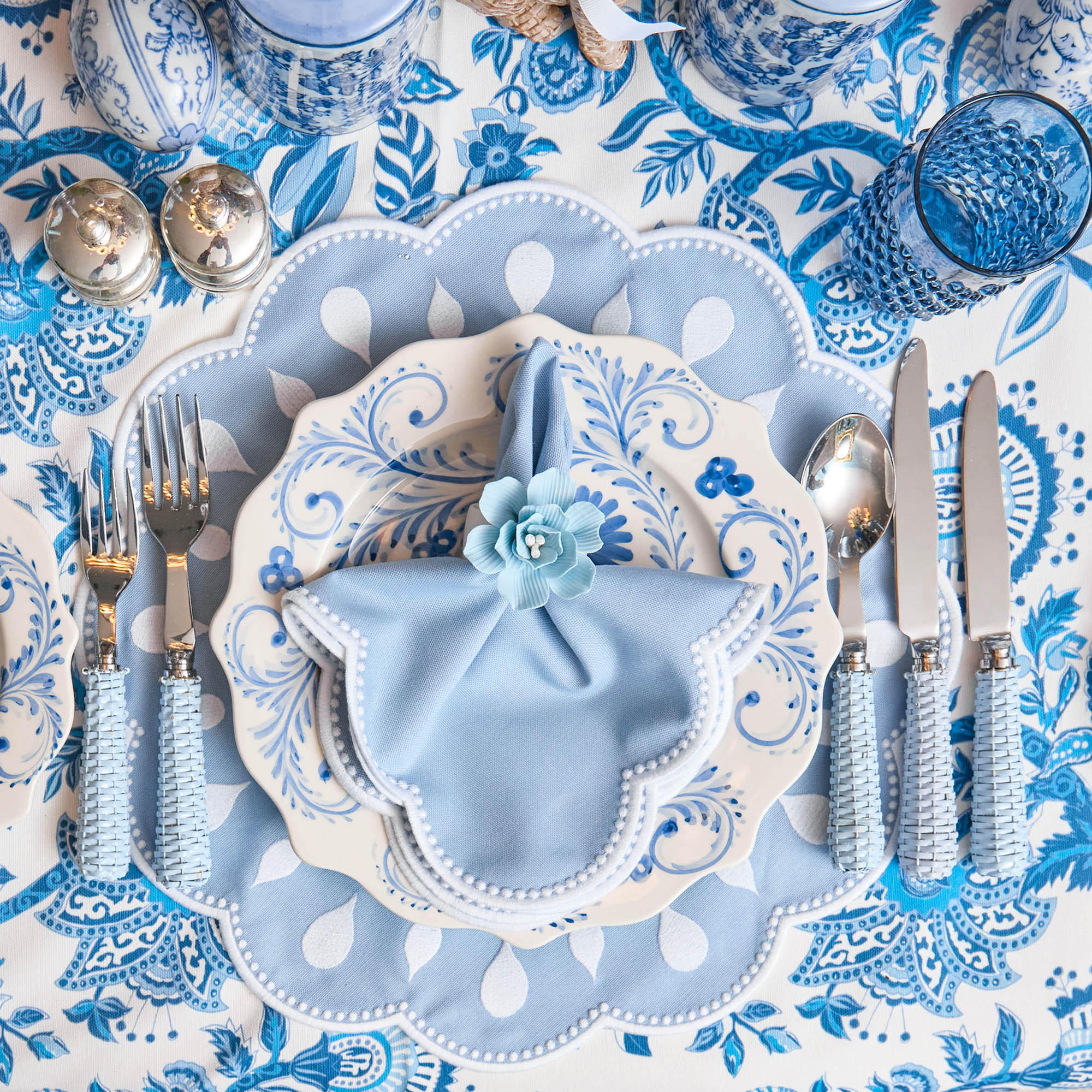 Soft Blue Fiore Napkin Rings (Set of 4) - Image 9