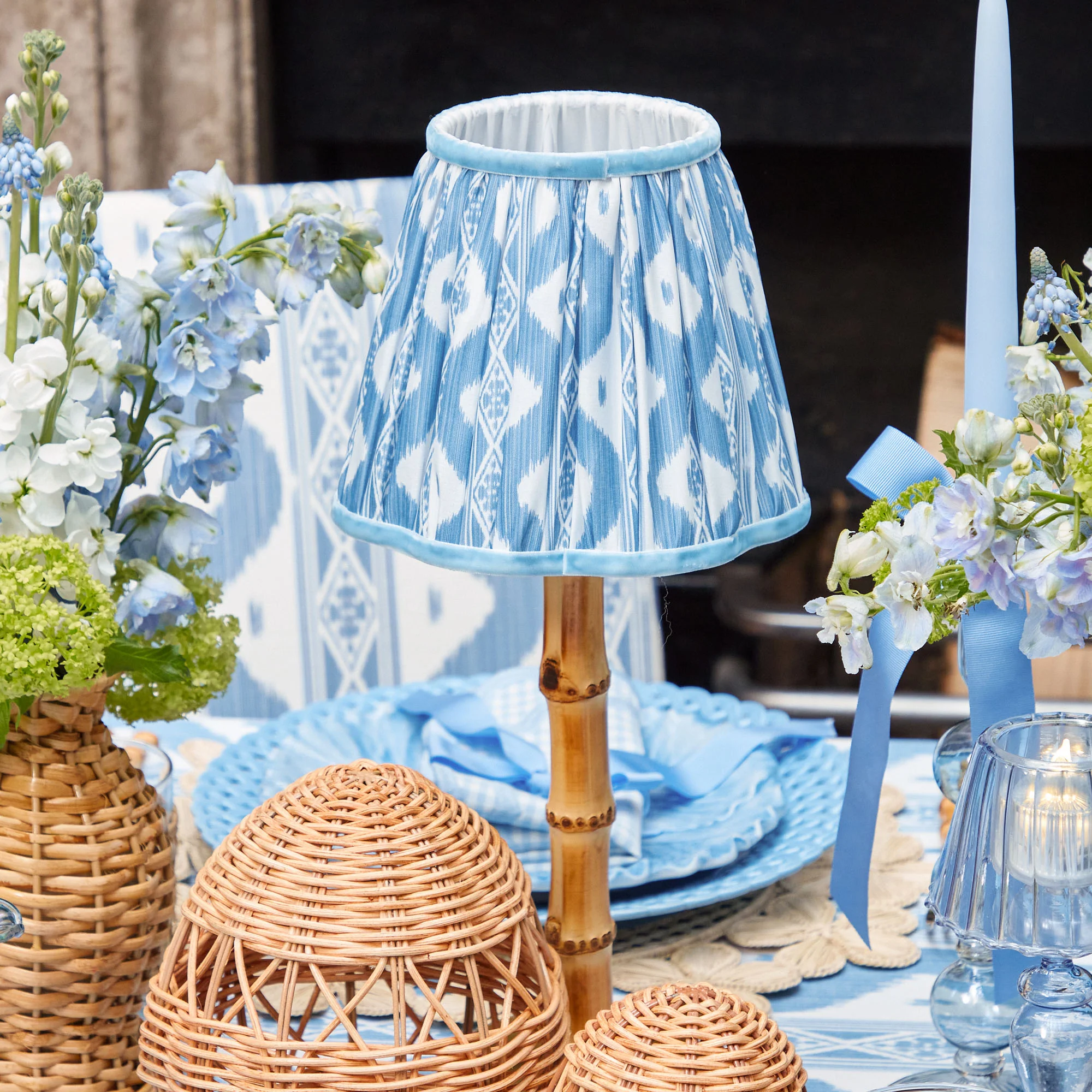 Blue Ikat Lampshade (18cm) - Image 18