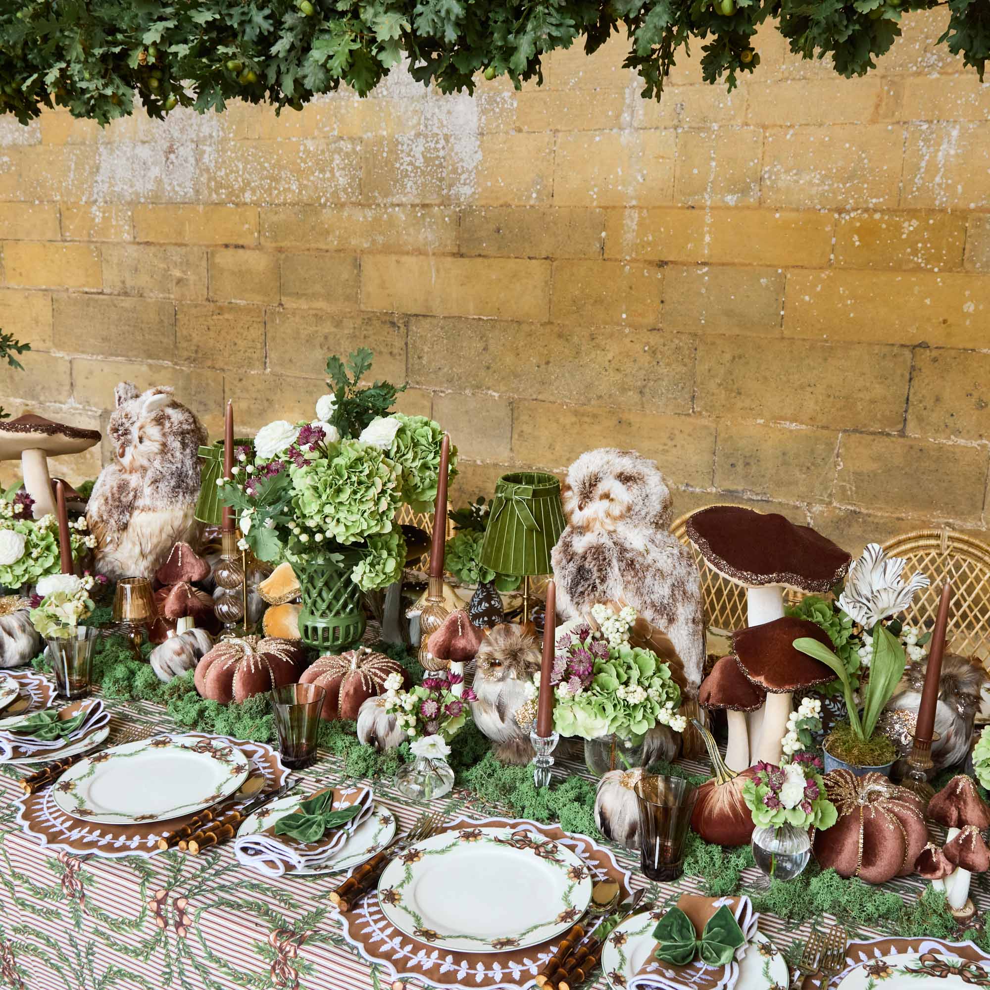 Tall Chocolate Beaded Velvet Mushrooms (Pair) - Image 3