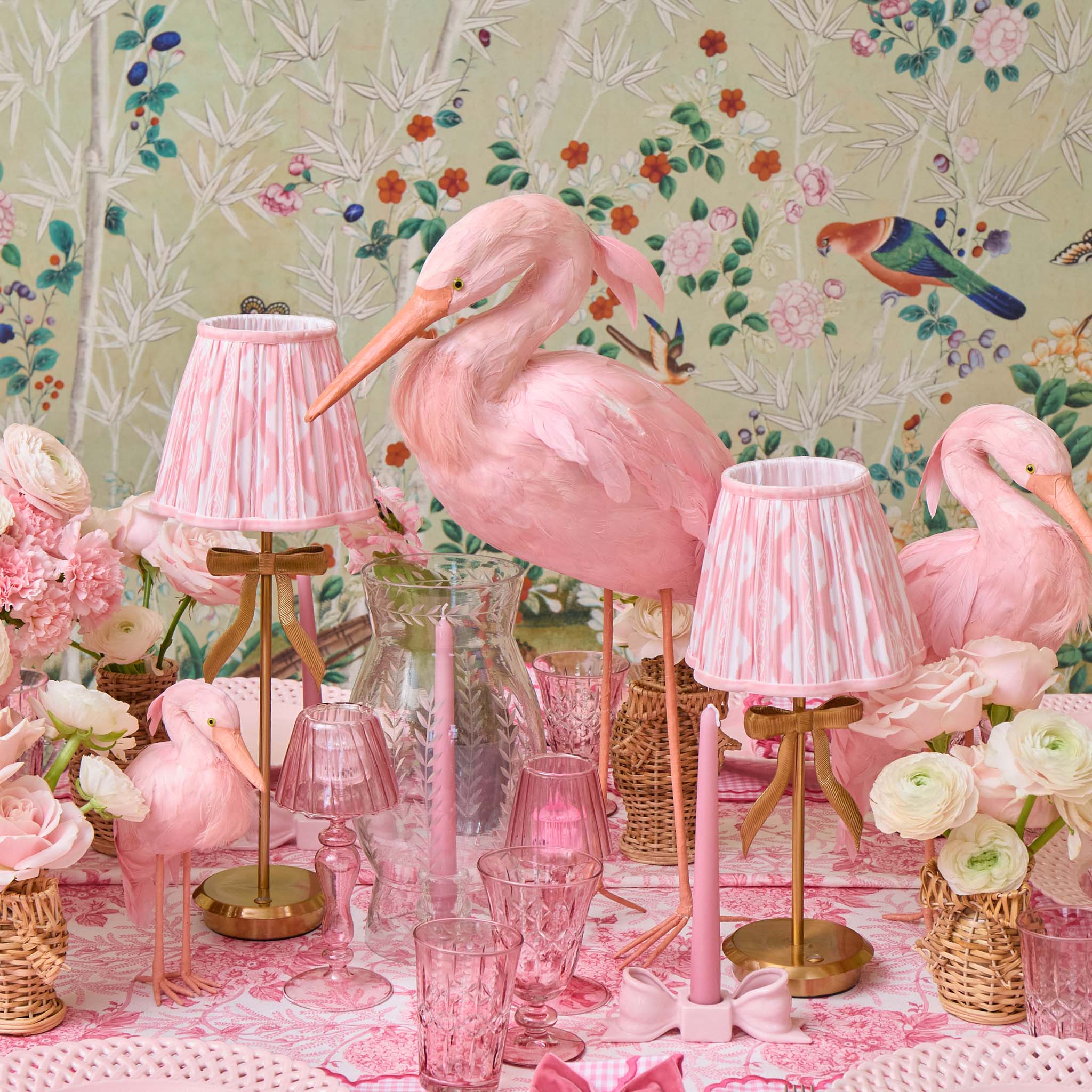 Marilyn Bow Rechargeable Lamp with Pink Ikat Shade (18cm) - Image 4