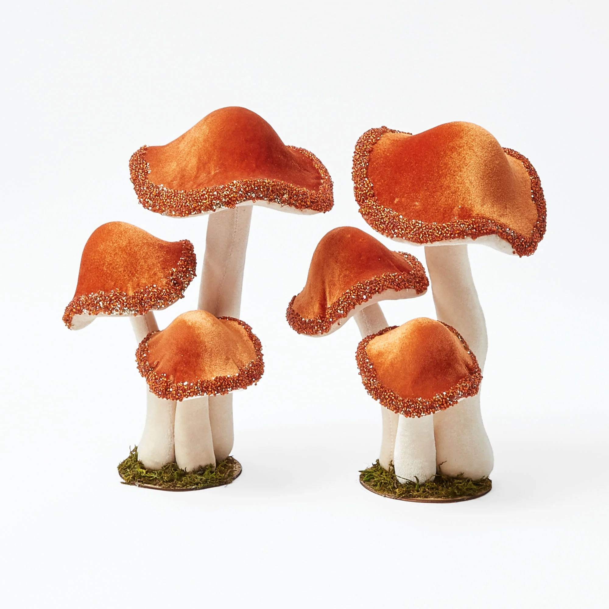 Tall Orange Beaded Velvet Mushrooms (Set of 4) - Image 8