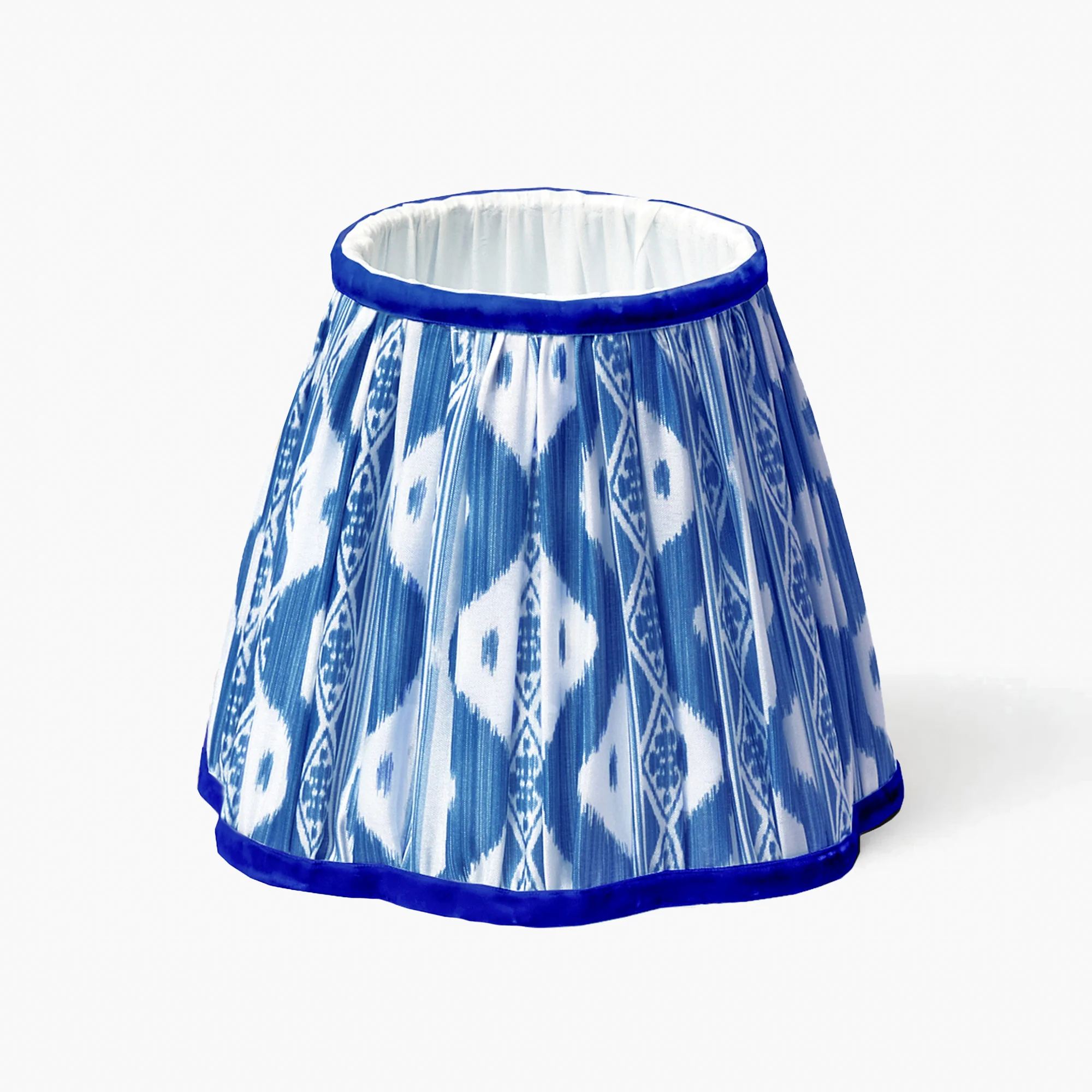 Tall Rechargeable Lamp with Cobalt Ikat Shade (18cm) - Image 5