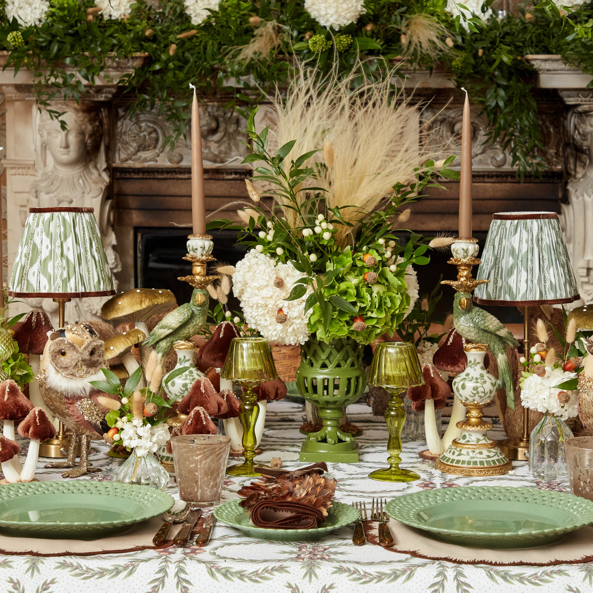 Edie Rechargeable Lamp with Olive & Chocolate Ikat Shade (18cm) - Image 5