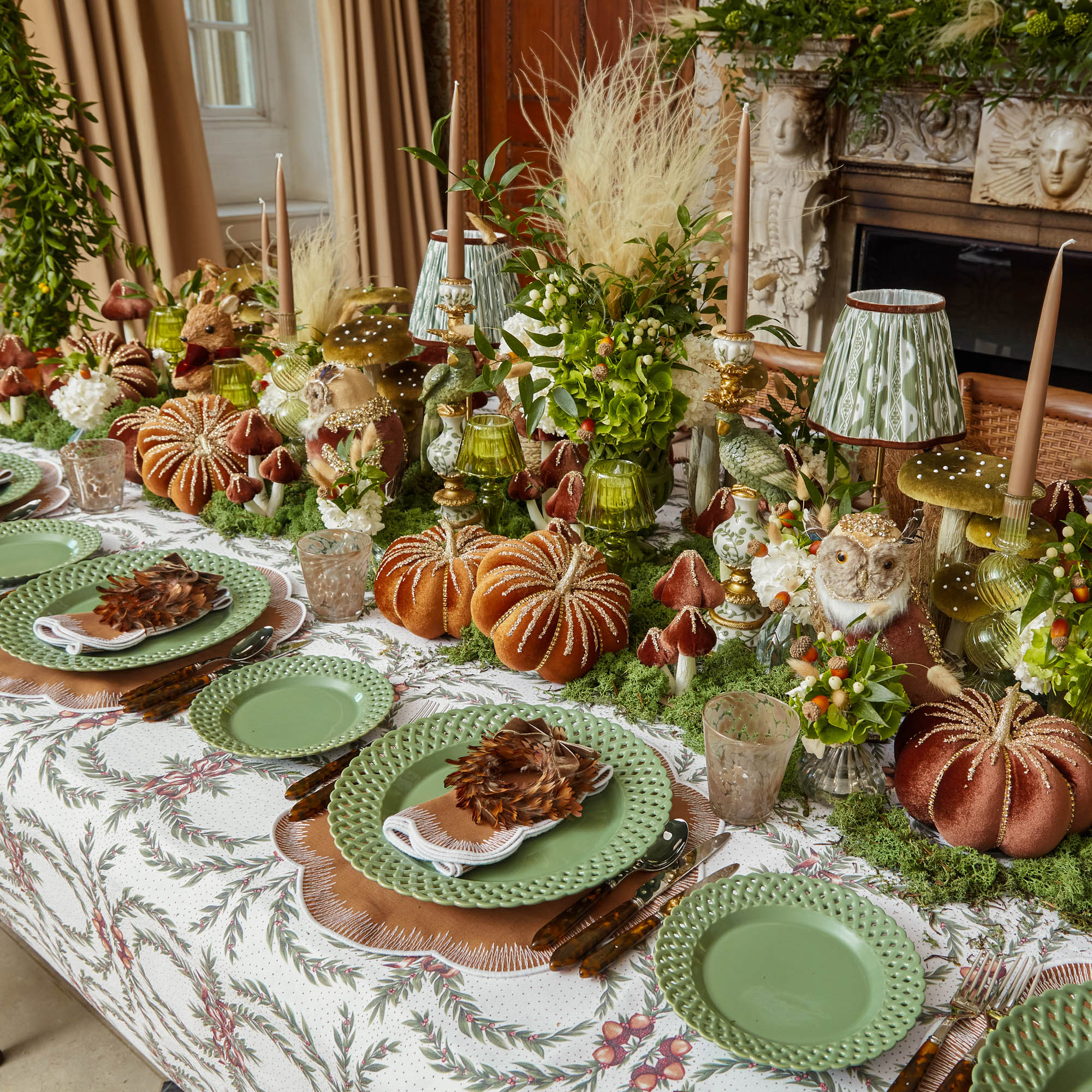 Edie Rechargeable Lamp with Olive & Chocolate Ikat Shade (18cm) - Image 7