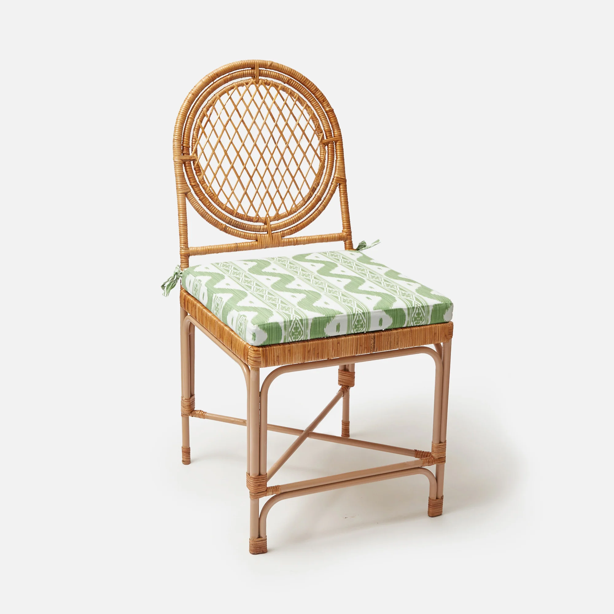 Vivienne Rattan Chair with Ikat Seat Pad Cushion - Image 10