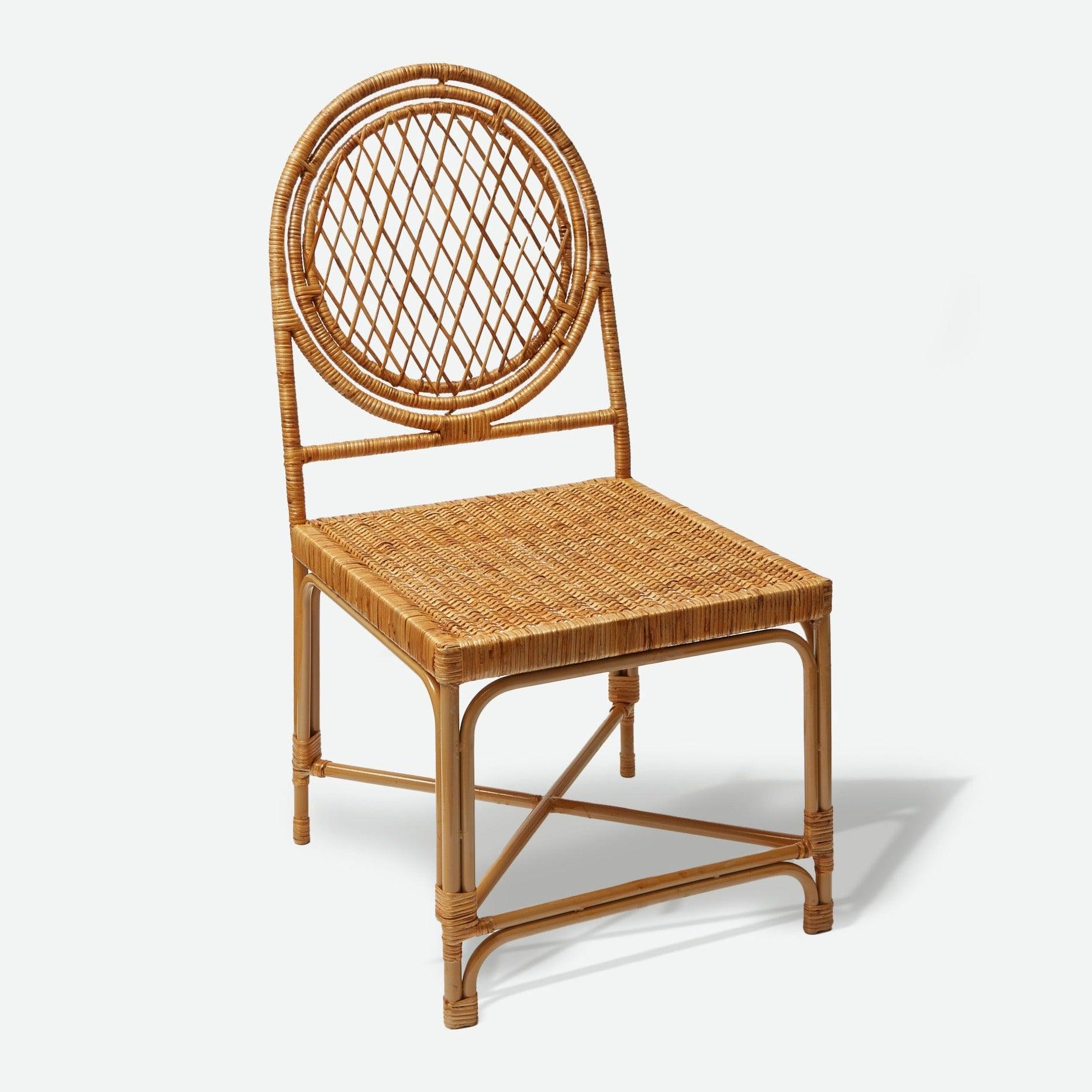 Vivienne Rattan Chair with Ikat Seat Pad Cushion - Image 16