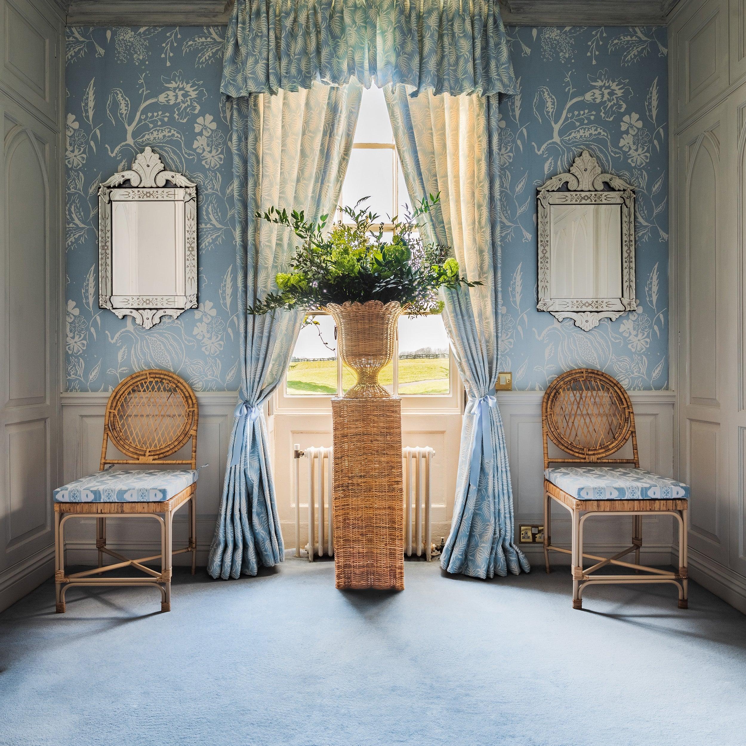 Vivienne Rattan Chair with Ikat Seat Pad Cushion - Image 3