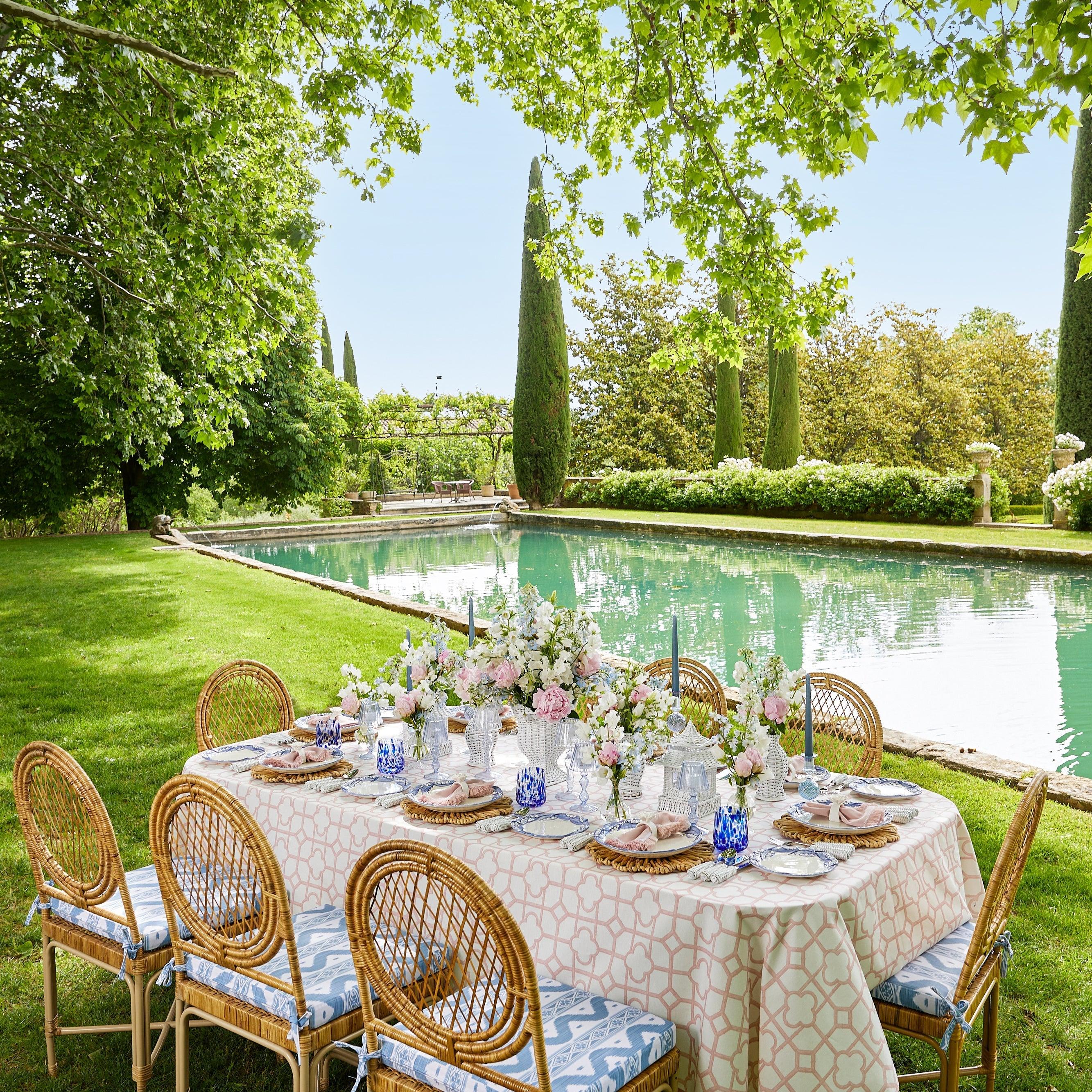 Vivienne Rattan Chair with Ikat Seat Pad Cushion - Image 9