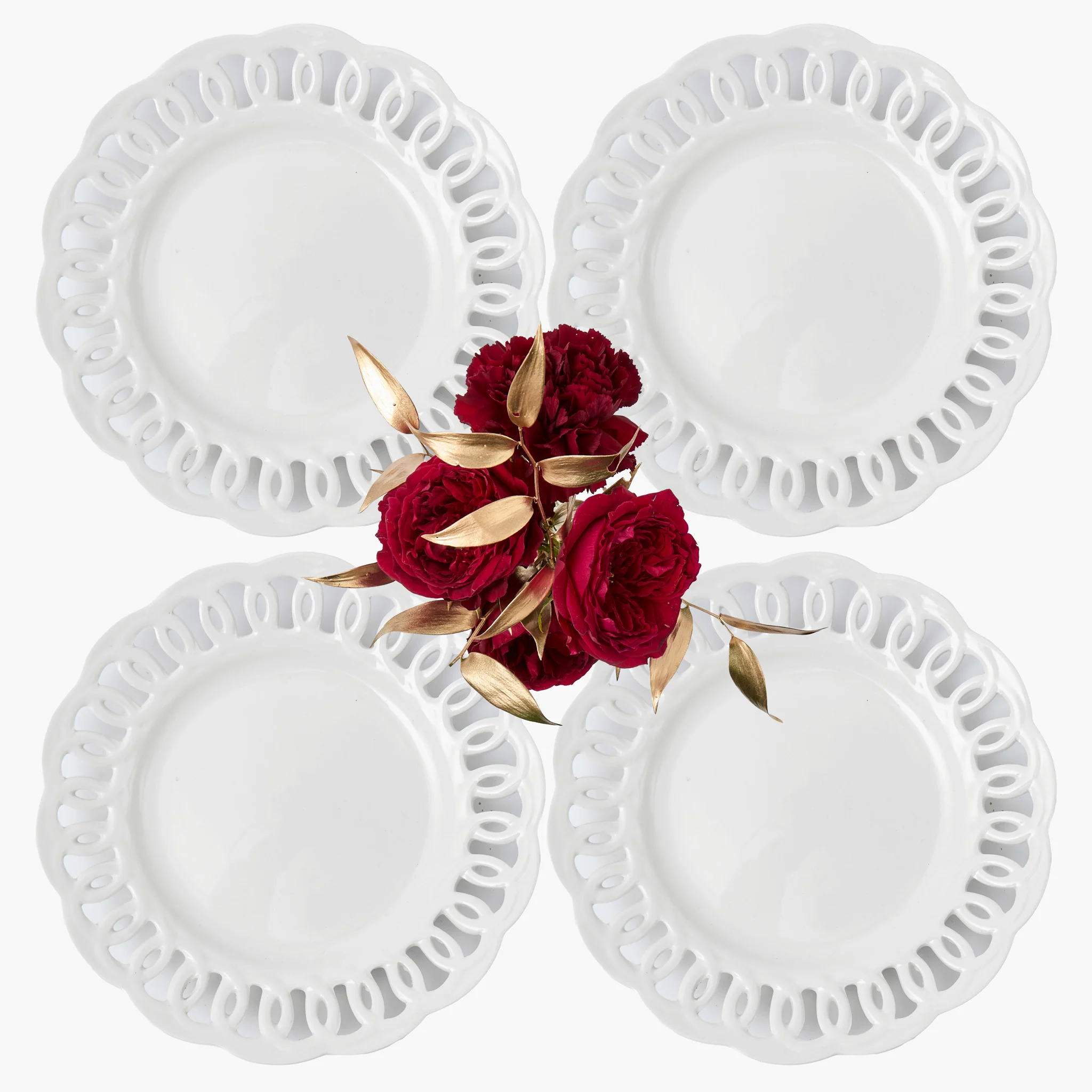 White Lace Dinner Plates (Set of 4) - Image 8