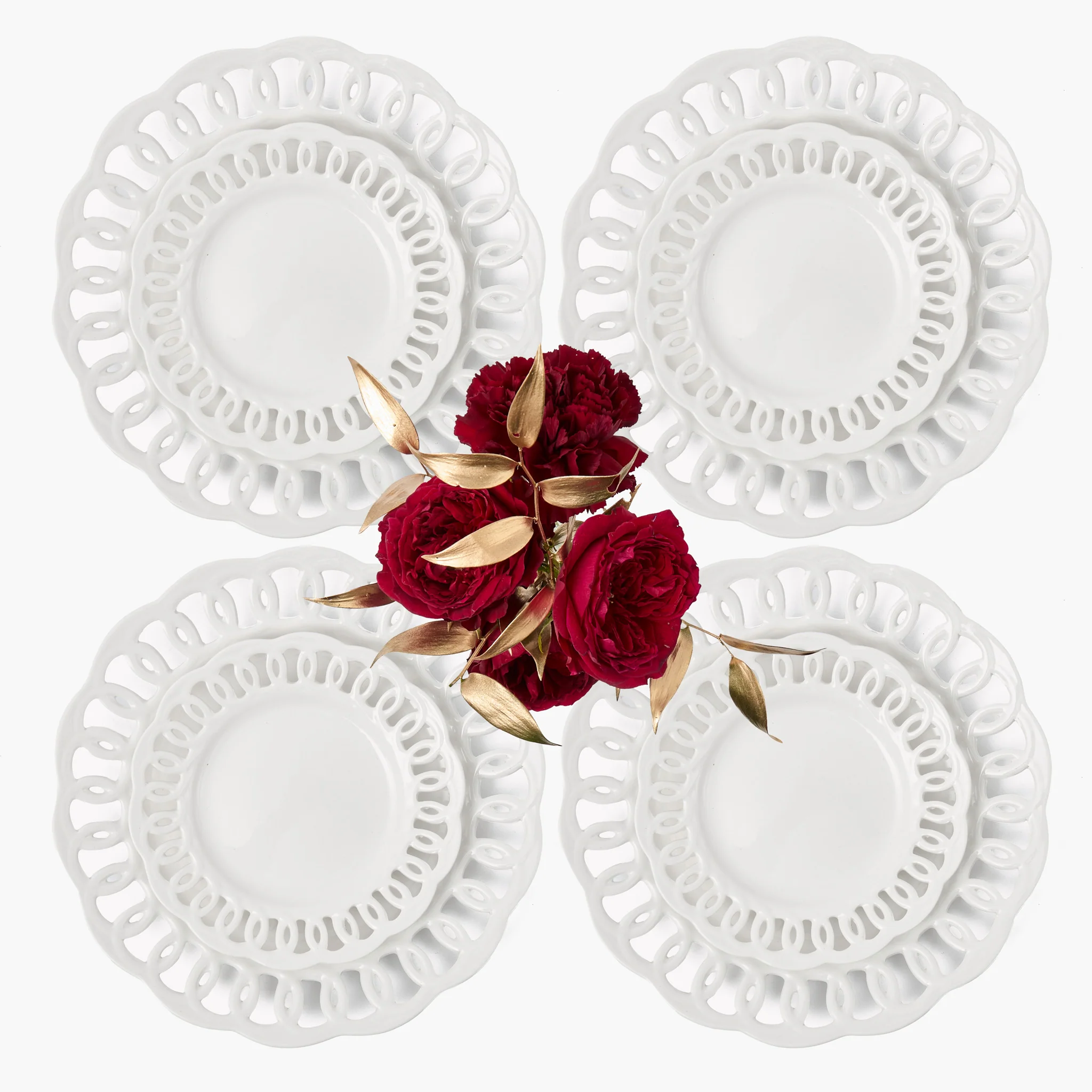 White Lace Dinner & Starter Plates (Set of 8) - Image 8